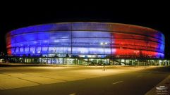 Le stade de Wrocław en drapeux tricolore